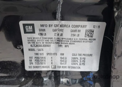 2020 Chevrolet Trax Fwd Ls из США, поврежденный, VIN KL7CJKSB6LB089681